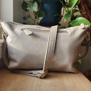 Steve Madden Light Beige Grey Hobo Adjustable Crossbody Shoulder Bag